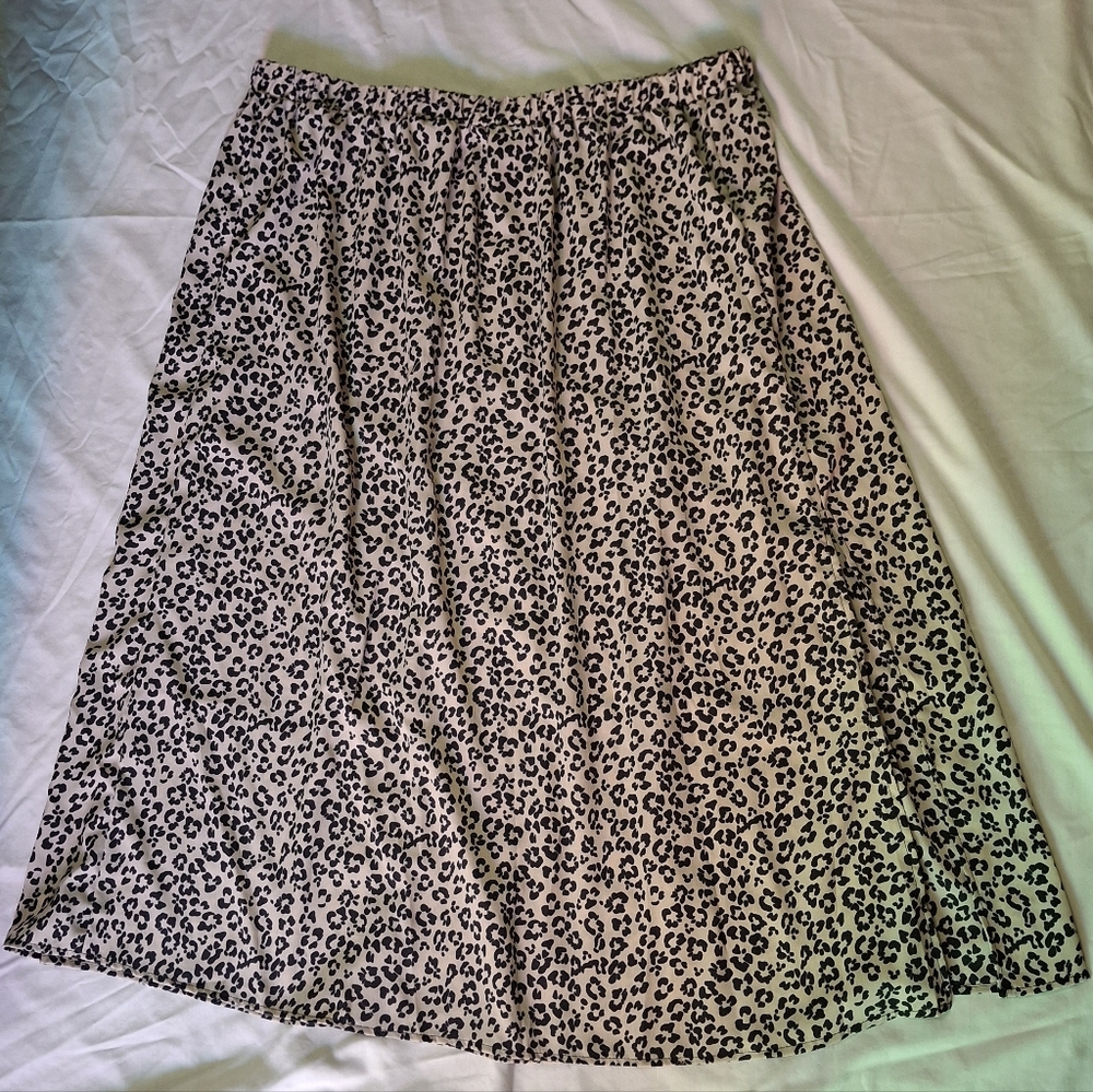 Leopard Print A-Line Midi Skirt